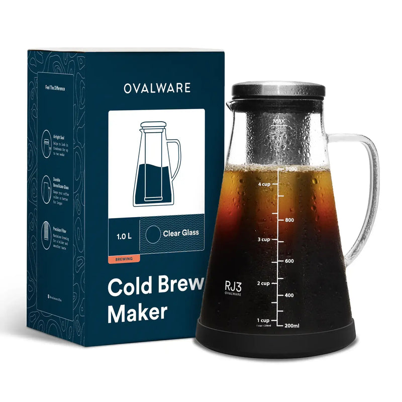 Airtight Cold Brew Iced Coffee Maker Pitcher and Tea Infuser with Spout | 1.0L