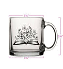 Botanical Library 13oz Glass Tea Coffee Mug Artist Designed