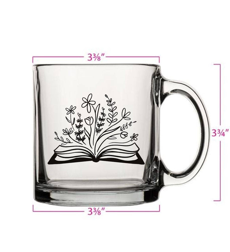 Botanical Library 13oz Glass Tea Coffee Mug Artist Designed