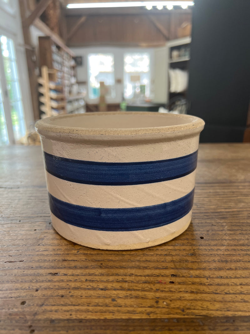 Vintage Blue Striped Crock