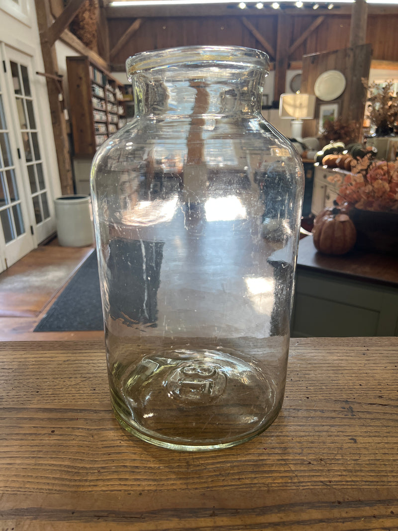 Vintage 14” Tall Blown Clear Glass European Pickling Jar