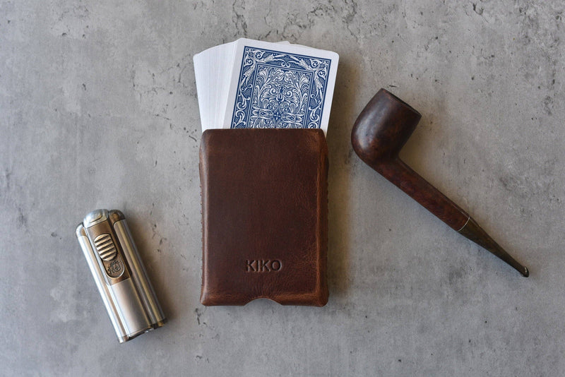 Playing Cards With Leather Sleeve: Brown