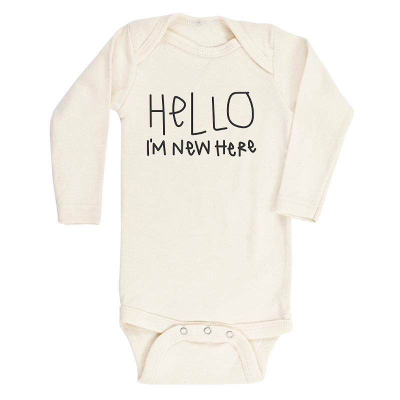 Hello Im New Here Organic Cotton Baby Bodysuit | Long Sleeve: 3-6m