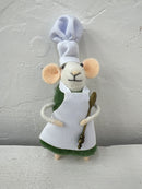 Handmade Wool Felt Chef Mouse Ornament, 3 Styles