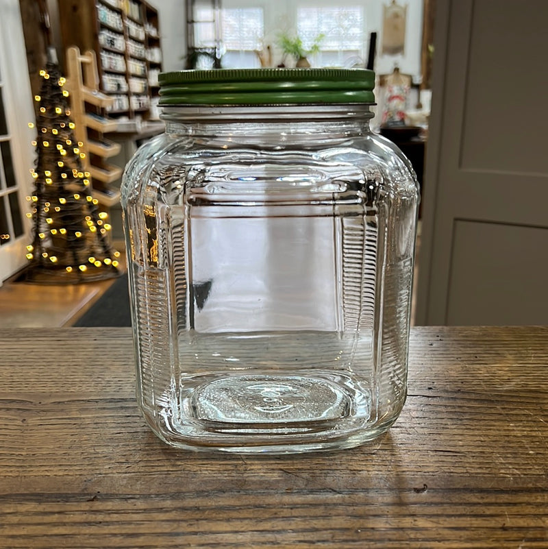 Vintage Anchor Hooking Ribbed Glass Canister