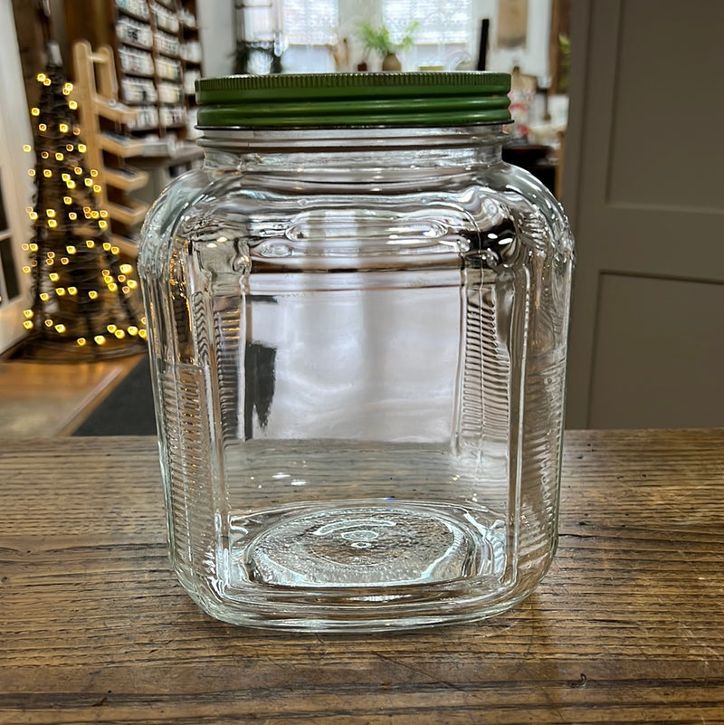 Vintage Anchor Hooking Ribbed Glass Canister