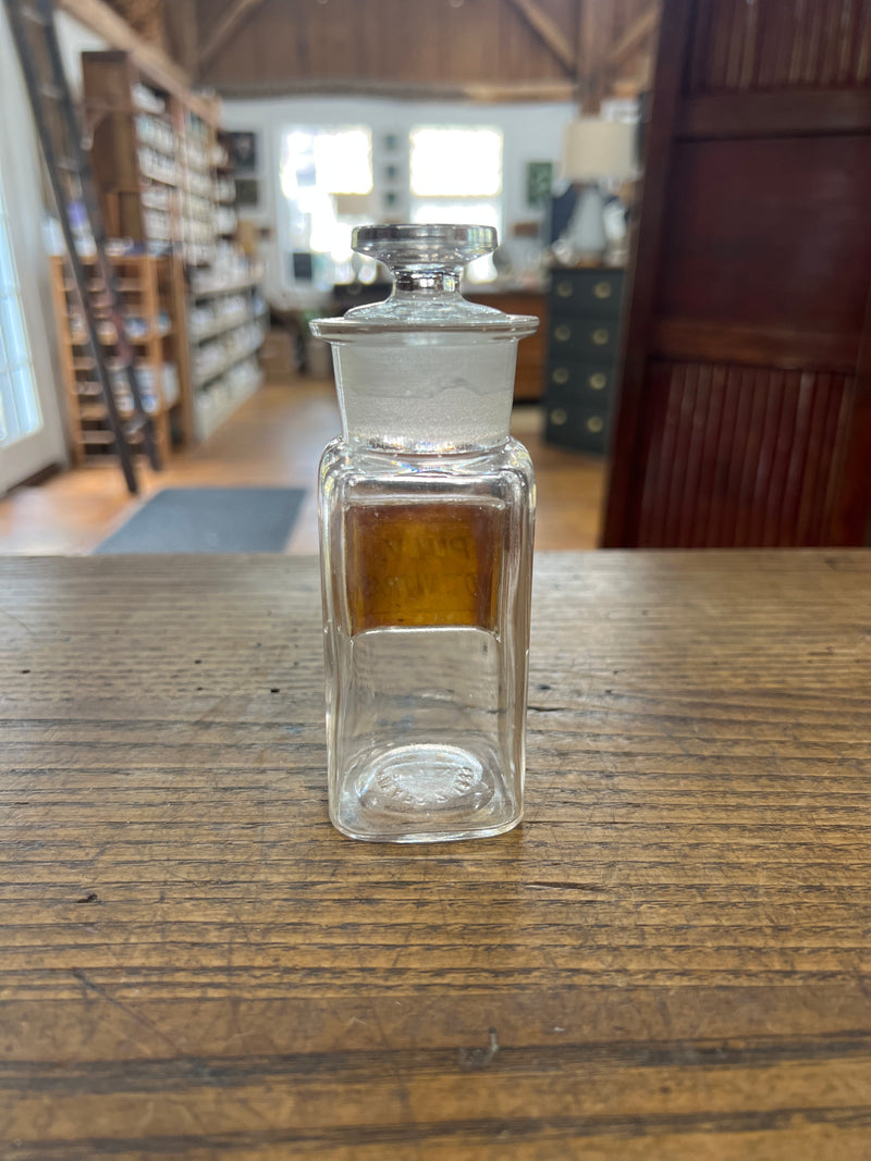 Antique Apothecary Glass Over Label Pharmacy Bottle-Pulv. Pot.Nitras