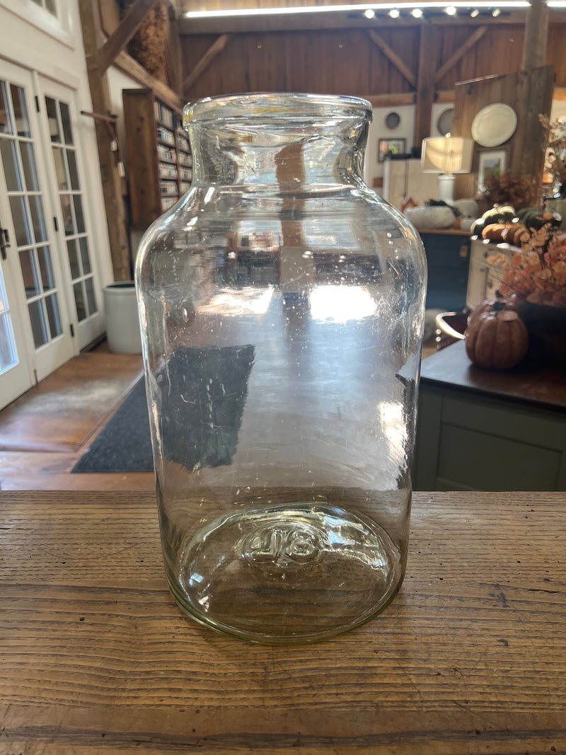 Vintage 14” Tall Blown Clear Glass European Pickling Jar
