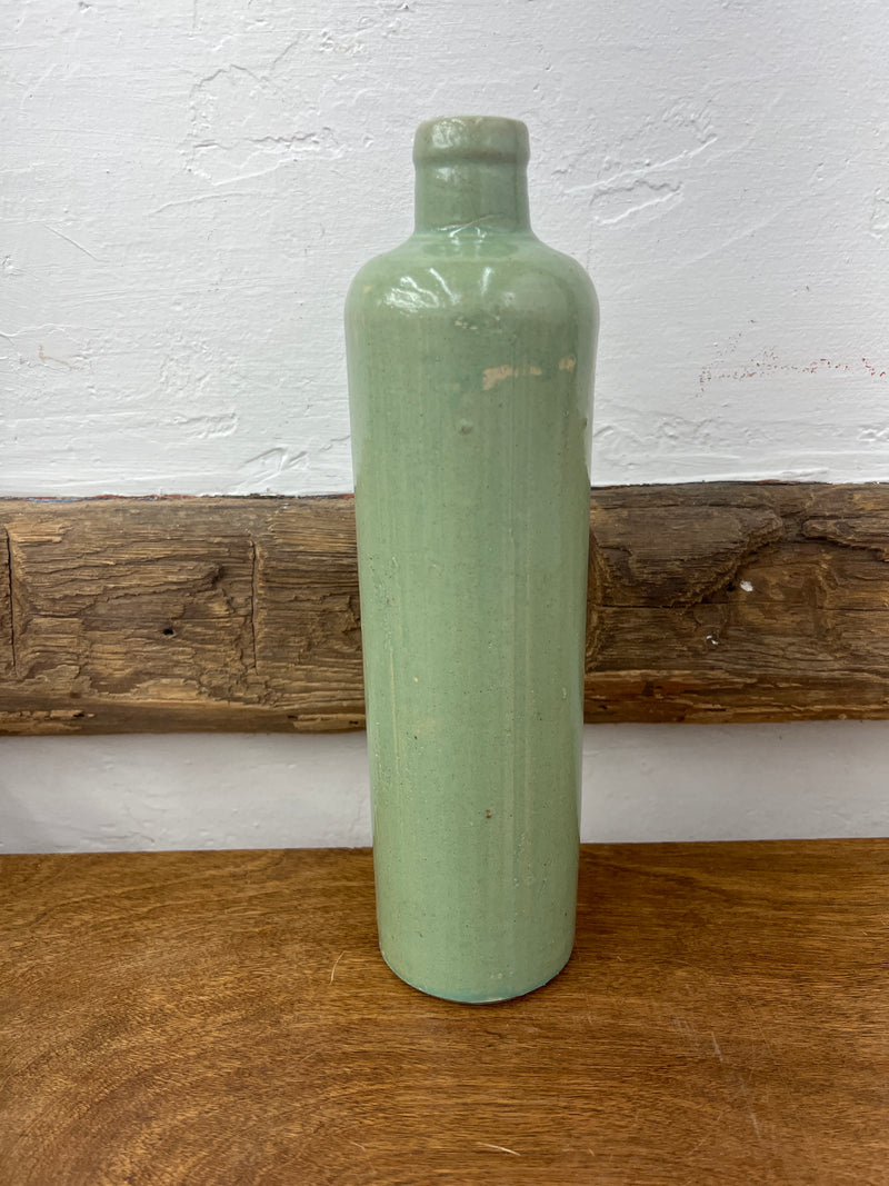 Vintage Green Glazed Stoneware Bottle