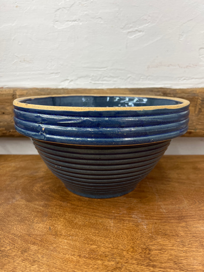 Vintage Stoneware Blue Glazed 10" Mixing Bowl