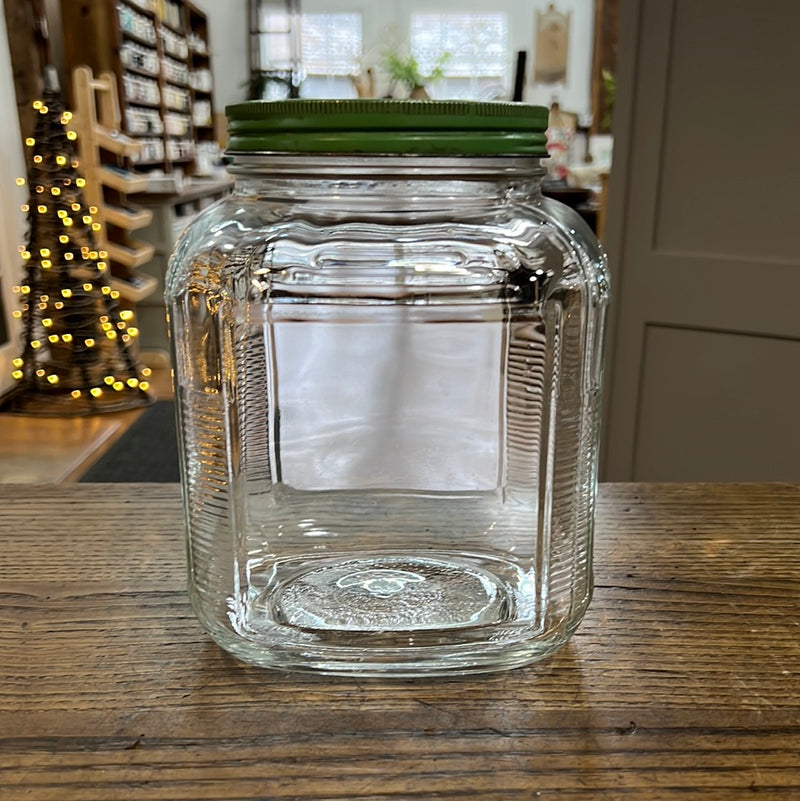 Vintage Anchor Hooking Ribbed Glass Canister