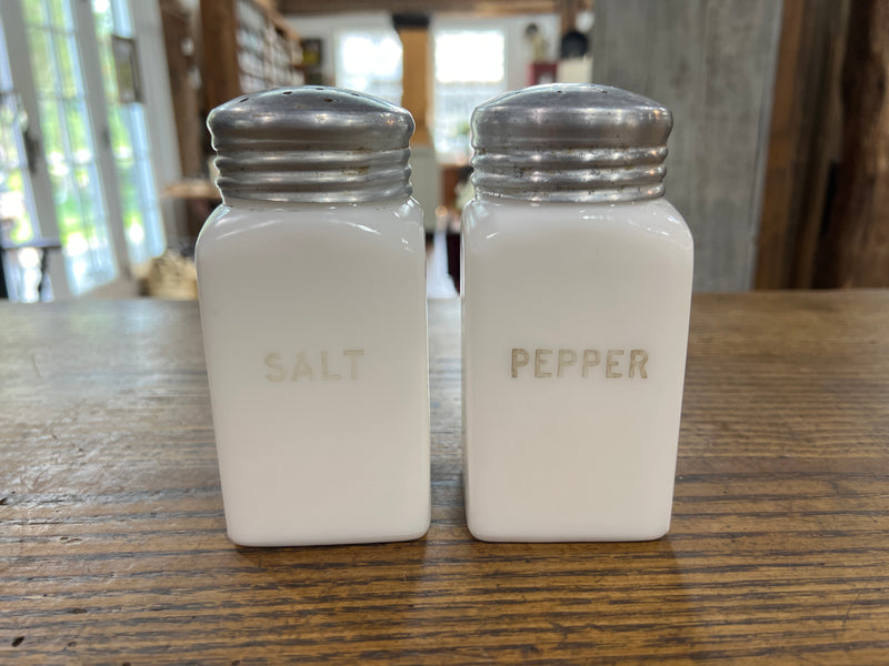 Vintage Milk Glass Salt and Pepper Shaker Set