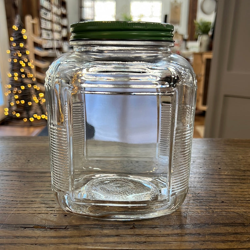 Vintage Ribbed Glass Canister