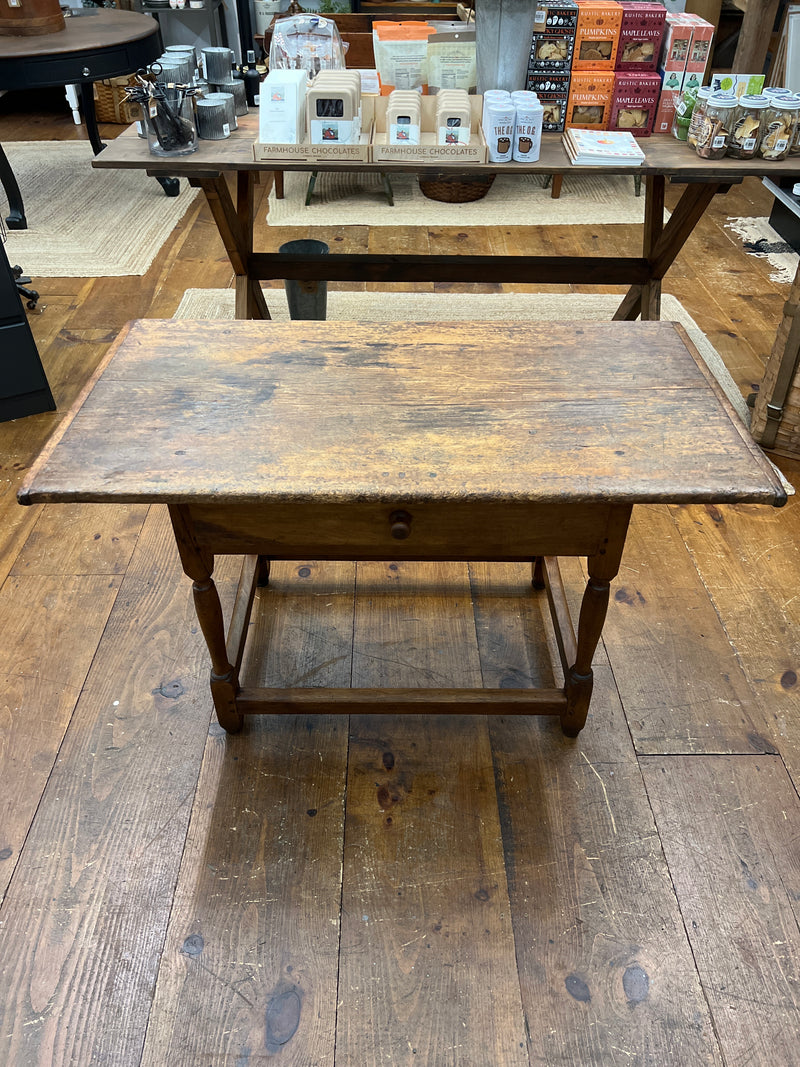 Antique Primitive Pine and Maple Tavern Table