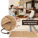 · REDEARTH · Rectangular Area Rug - 2'x6' Braided Natural Jute with Non-Skid Backing - Handwoven Boho Rug Natural / 2' x 6' (Rectangular)