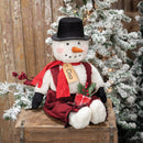Cleo Snowman Doll w/Plaid Greenery Sack