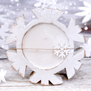 White Snowflake Candle-Wood Bowl-3 wicks-Holiday Scents: Sandalwood & Vanilla