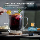 Glass Mug, Double Wall Borosilicate, 17oz Set of 2, Clear