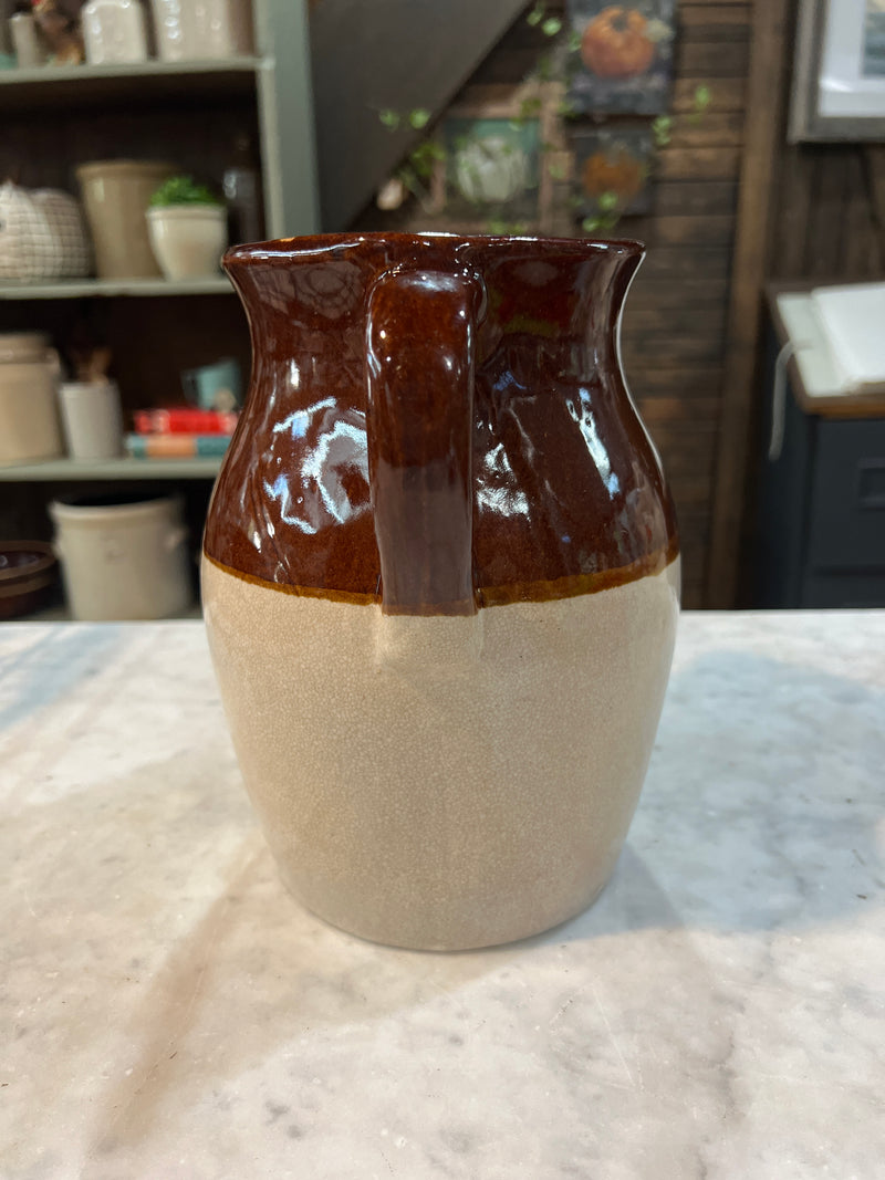Vintage 8” Two Toned Stoneware Pitcher