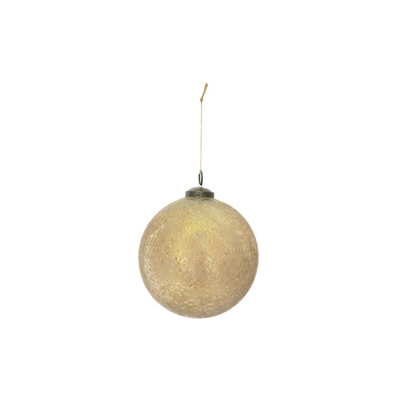 Recycled Glass Seeded Ball Ornament, Antique Gold Finish