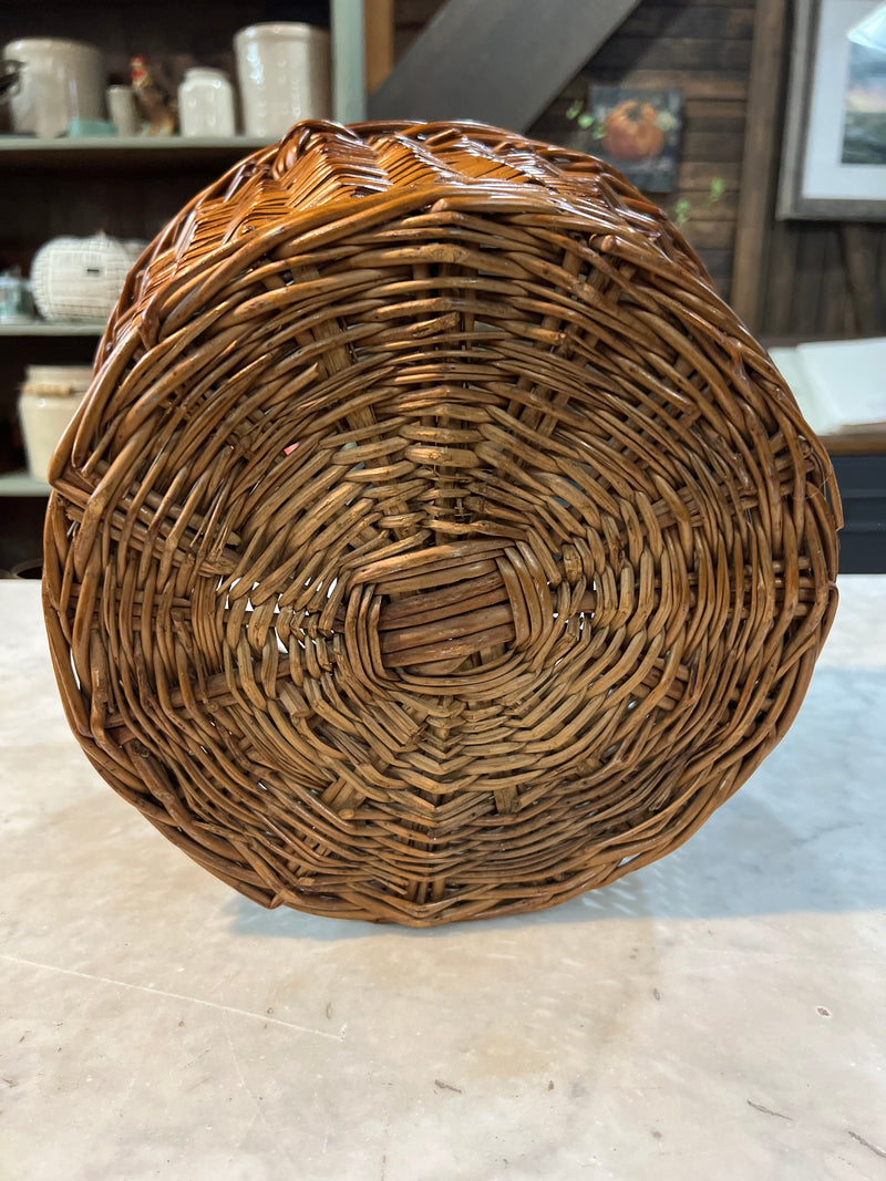 Vintage Woven Wicker Handled Gathering Basket