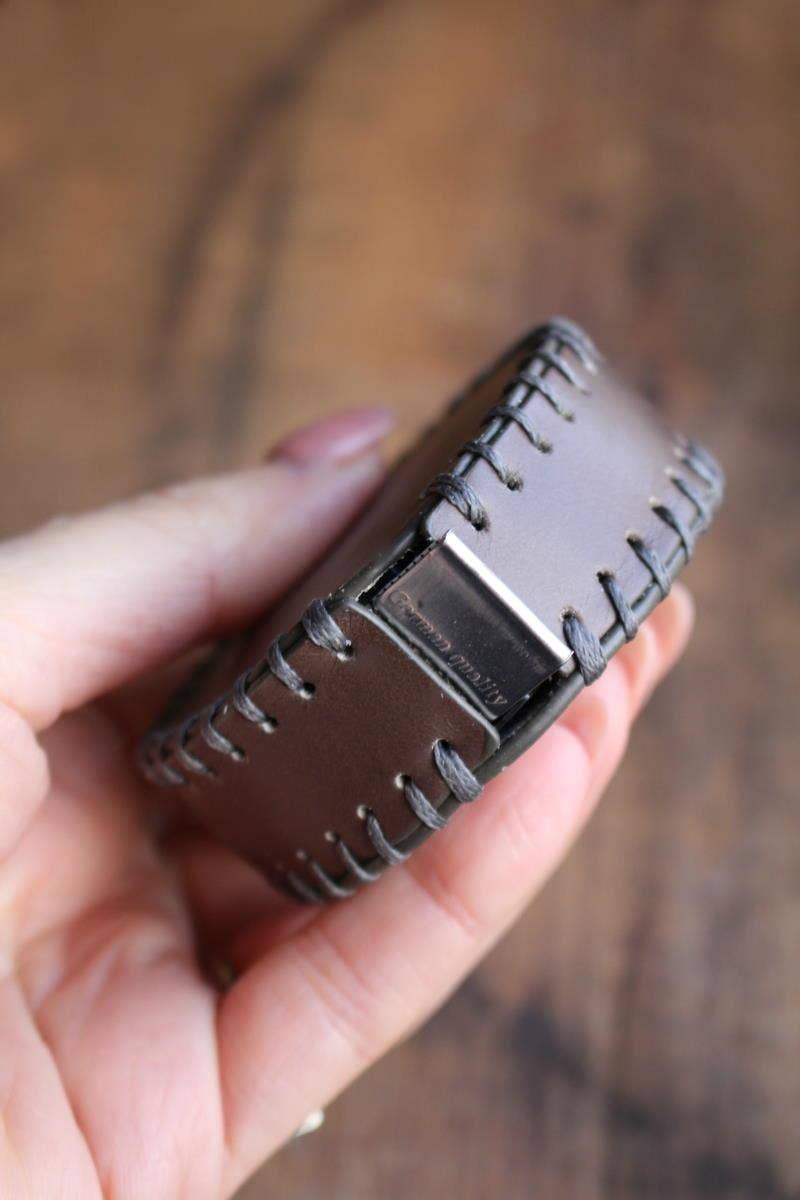 Hand-Stitched Leather Tape Measure -  Espresso