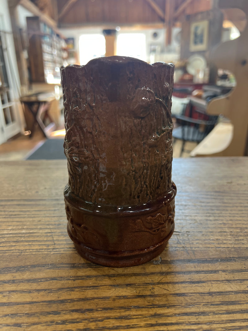 Antique Majolica Pottery Oak Leaf + Acorn Brown Pitcher