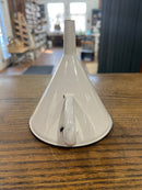 Vintage White Enamelware with Blue Trim Funnel