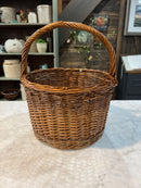 Vintage Woven Wicker Handled Gathering Basket