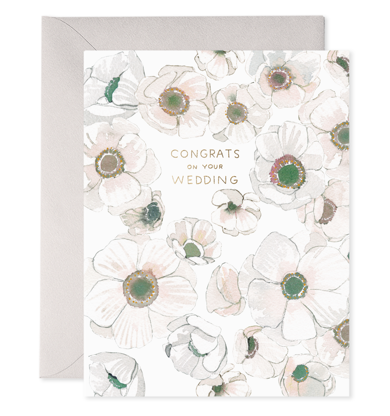 White Flower Wedding Greeting Card