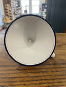Vintage White Enamelware with Blue Trim Funnel