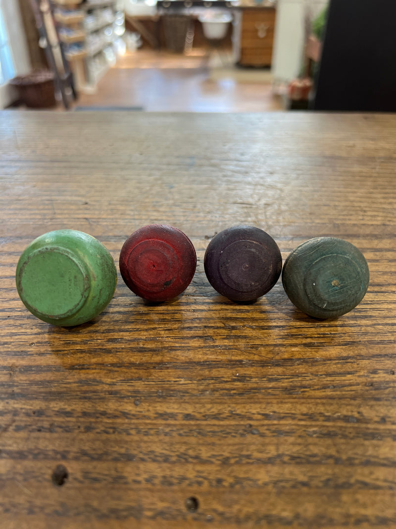 Vintage Wooden Spinning Top with Metal Tip