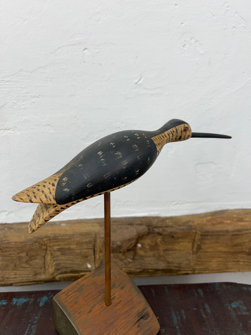 Vintage Samuel Stevens Hand Carved Wooden Shorebird Decoy