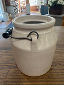 Antique Primitive Stoneware Jar with Wire Bail Handle