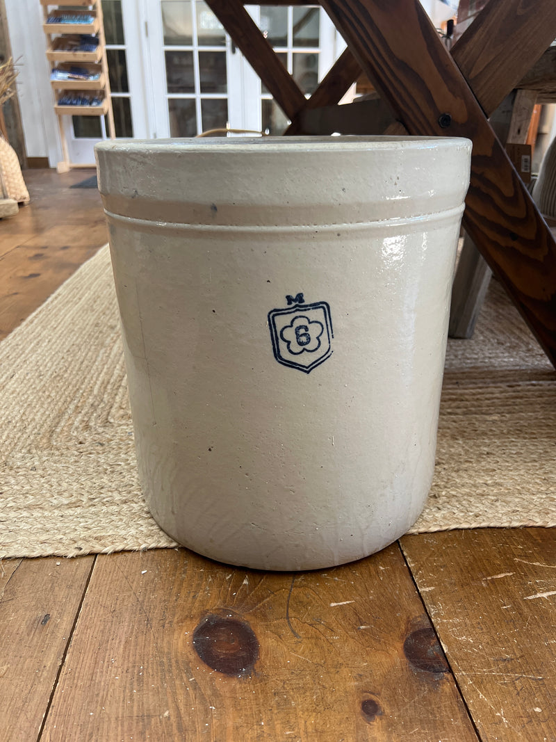 Antique Nelson McCoy Stoneware 6 Gallon Crock