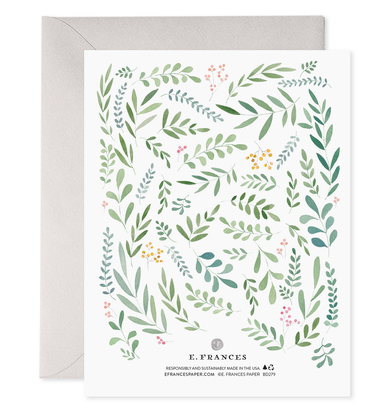 Pretty Leaves | Floral Birthday Greeting Card: 4.25 X 5.5 INCHES
