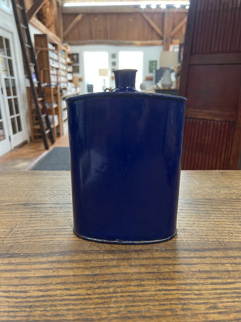 Vintage European Cobalt Blue Enamel Water Canteen