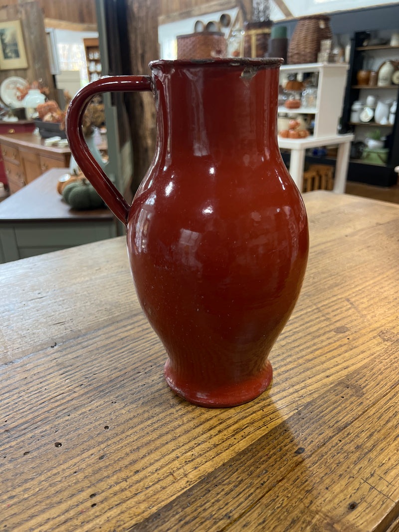 Vintage Brick Red Enamel Jug