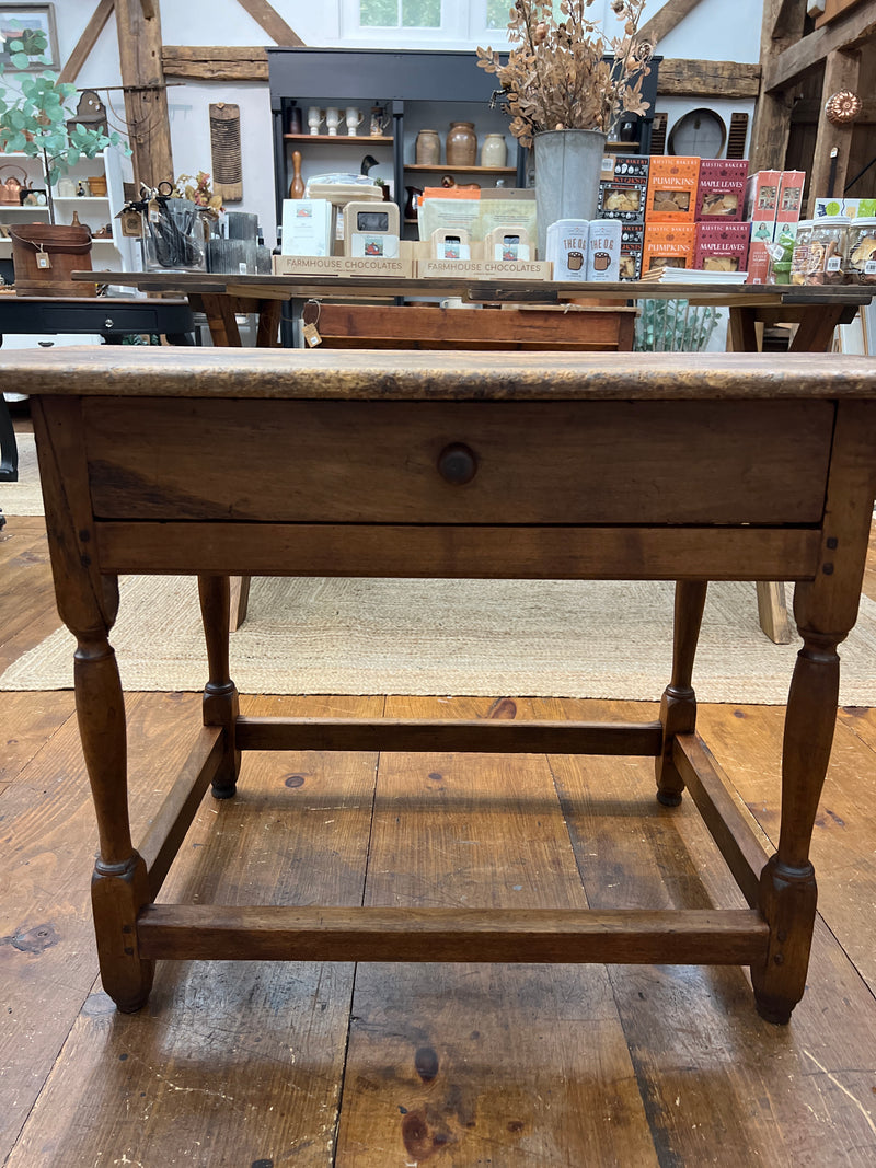 Antique Primitive Pine and Maple Tavern Table