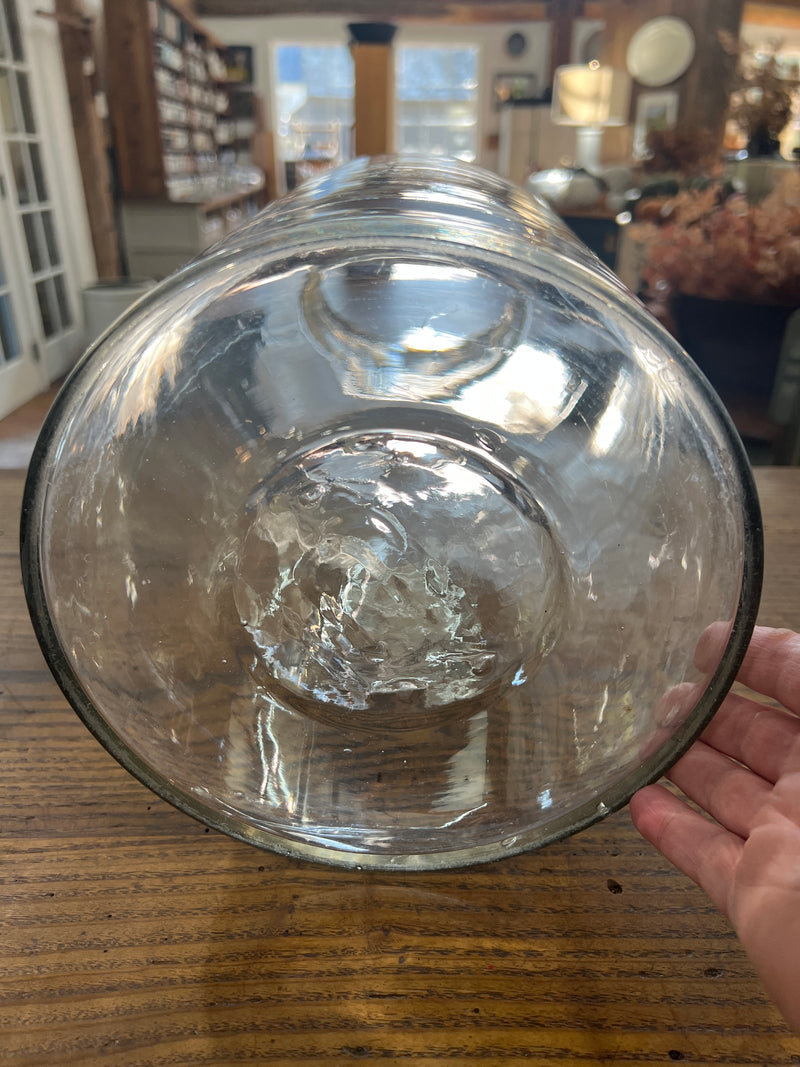 Vintage 15” Tall Blown Clear  Glass European Pickling Jar