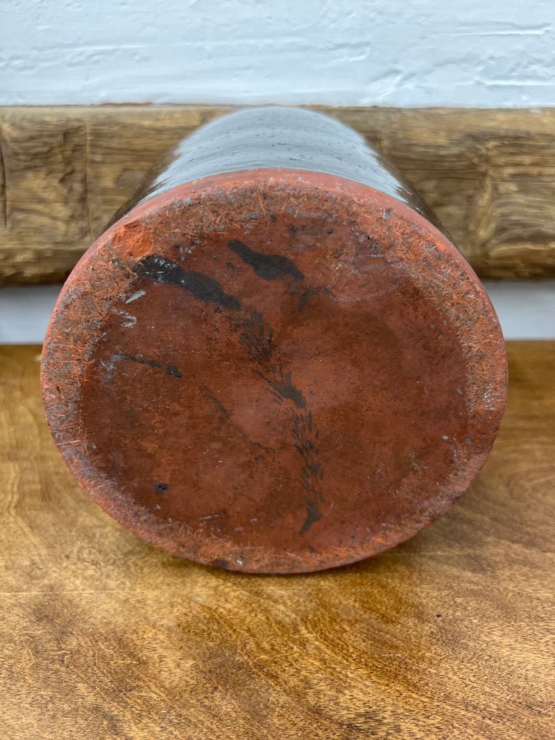 Antique Redware Brown Glazed Storage Jar