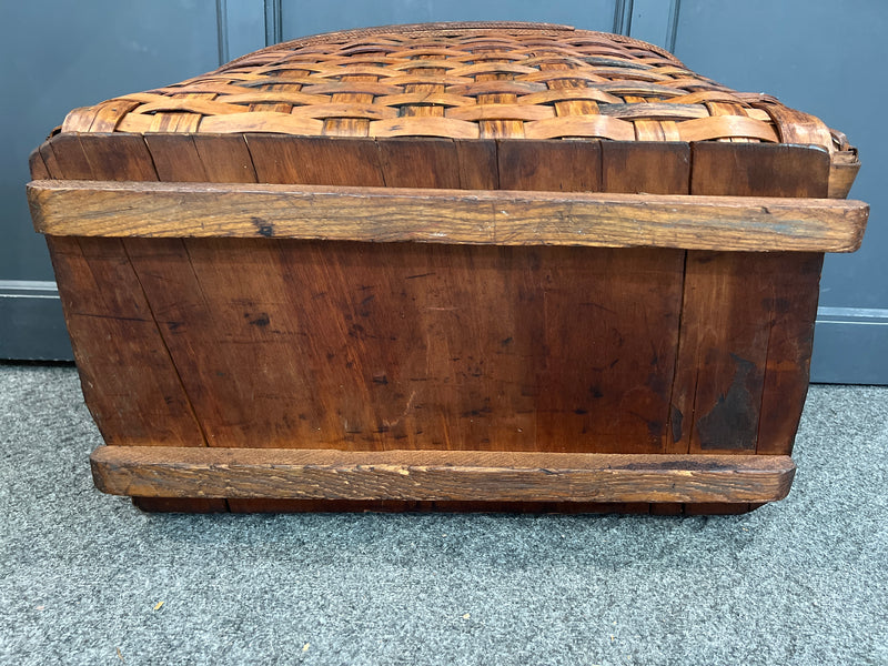 Antique Splint Woven Gathering Rectangle Crate Basket