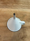 Vintage White Enamelware with Blue Trim Funnel