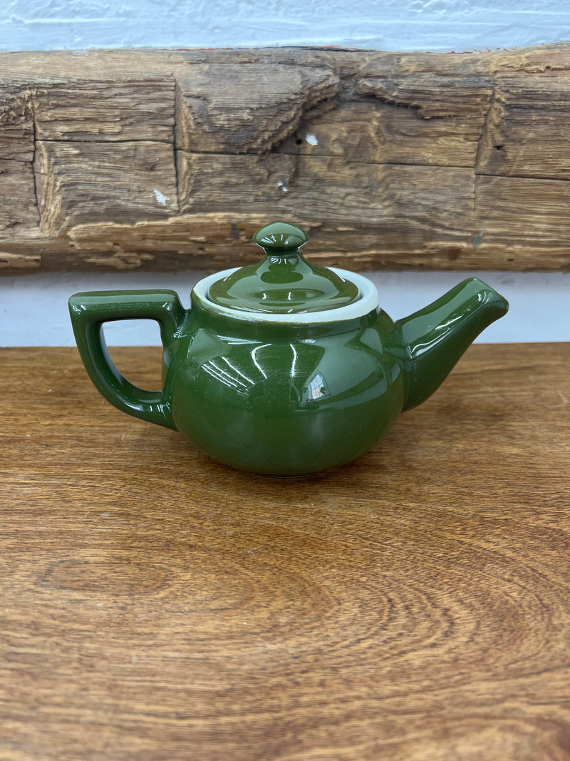 Vintage Hall Avocado Green Porcelain Teapot