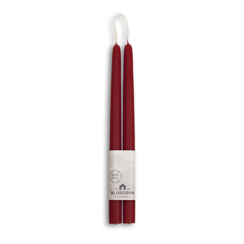 Hand-Dipped Pure Beeswax Taper Candlesticks: Burgundy / 12"