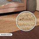 · REDEARTH · Rectangular Area Rug 2'x3' Braided Natural Jute: Natural / Rectangular 2'x3'