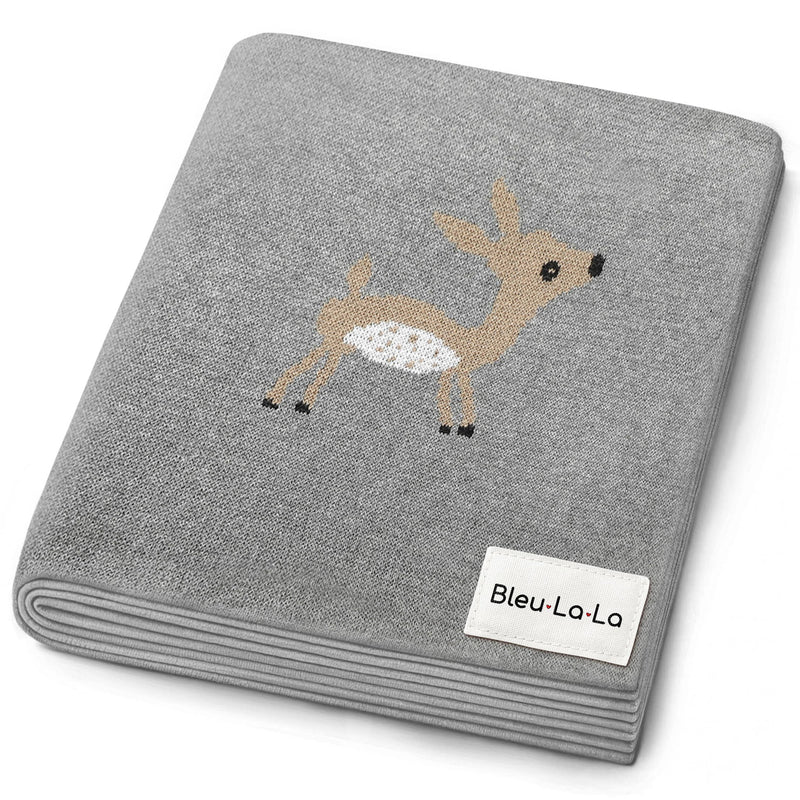 100% Luxury Cotton Receiving Swaddle Baby Blanket - Deer: Sage