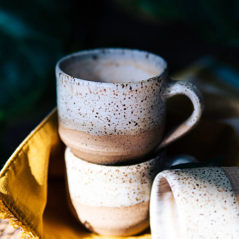 East Wheeling Clayworks Espresso Cup: White Speckled