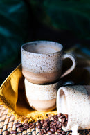 East Wheeling Clayworks Cappuccino Cup: White Speckled