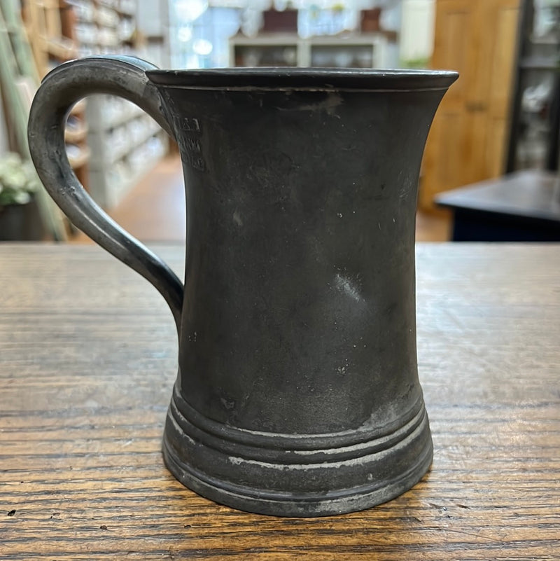 Vintage English Pewter Pint Tankard